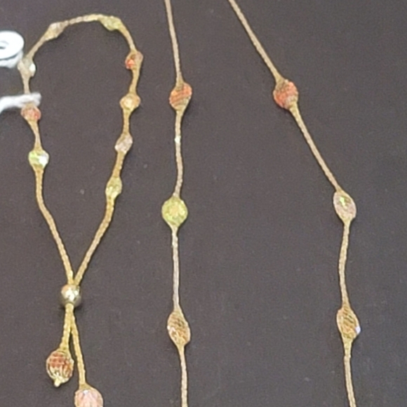 S43  14k Gold CZ Station Necklace and Bracelet Set - Picture 1 of 8